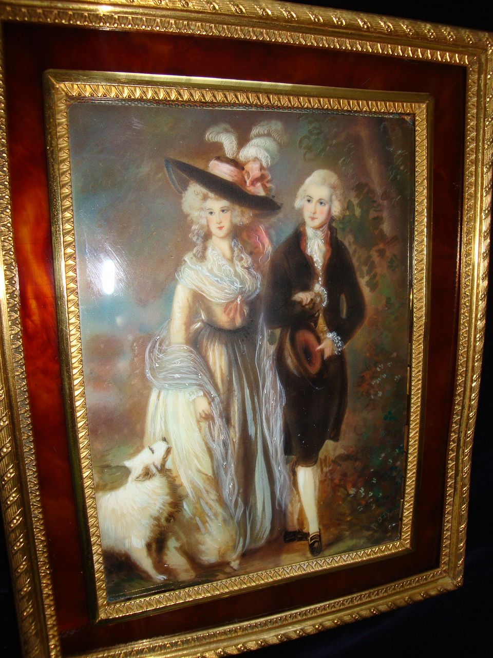 English Miniature Portrait The Morning Walk on Ivory English Miniature Portrait The Morning Walk on Ivory