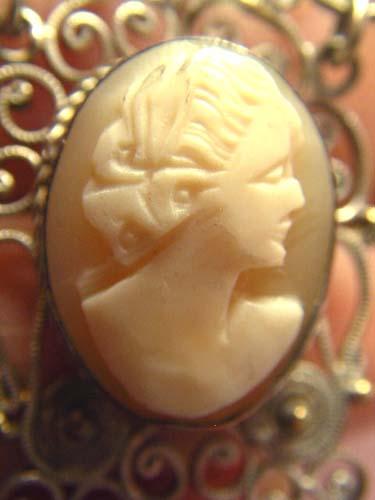 Italian Sterling Carved Cameo Necklace c1900 Italian Sterling Carved Cameo Necklace c1900
