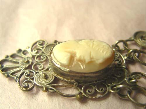 Italian Sterling Carved Cameo Necklace c1900 Italian Sterling Carved Cameo Necklace c1900