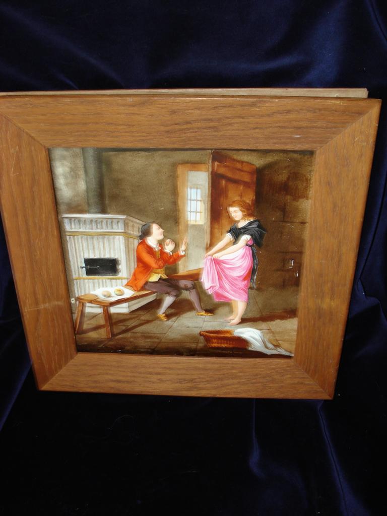 French Porcelain Painting Of Scullery Maid c19th French Porcelain Painting Of Scullery Maid c19th