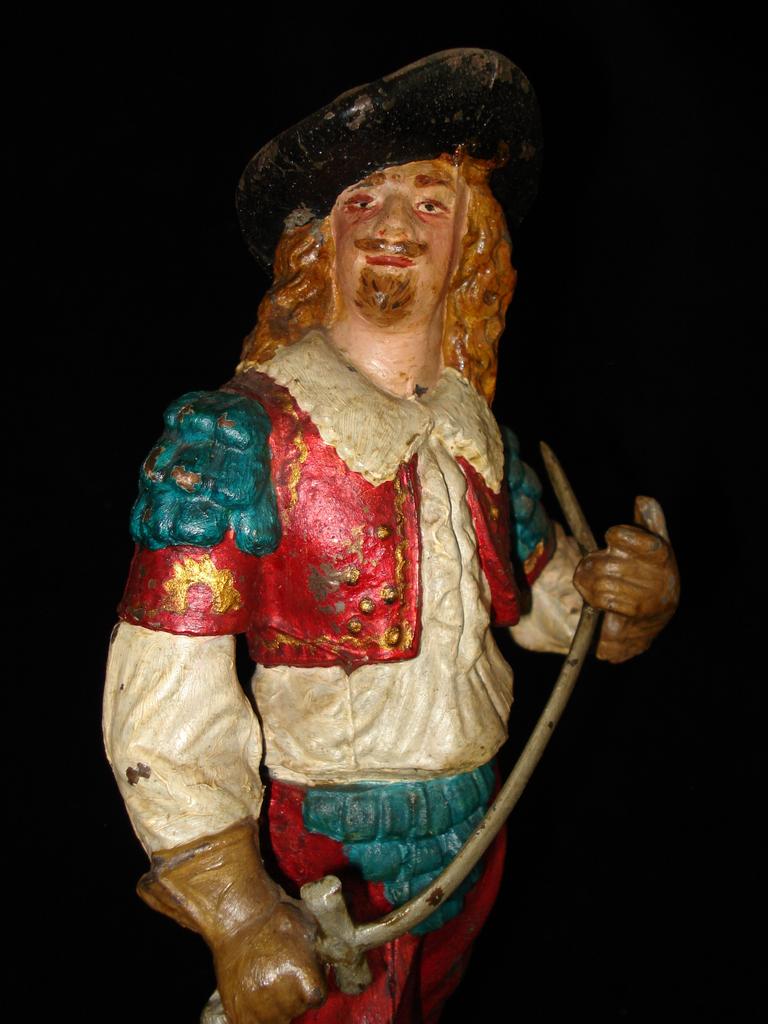 French Spelter and Enamel Musketeer Figure Dartanian French Spelter and Enamel Musketeer Figure Dartanian