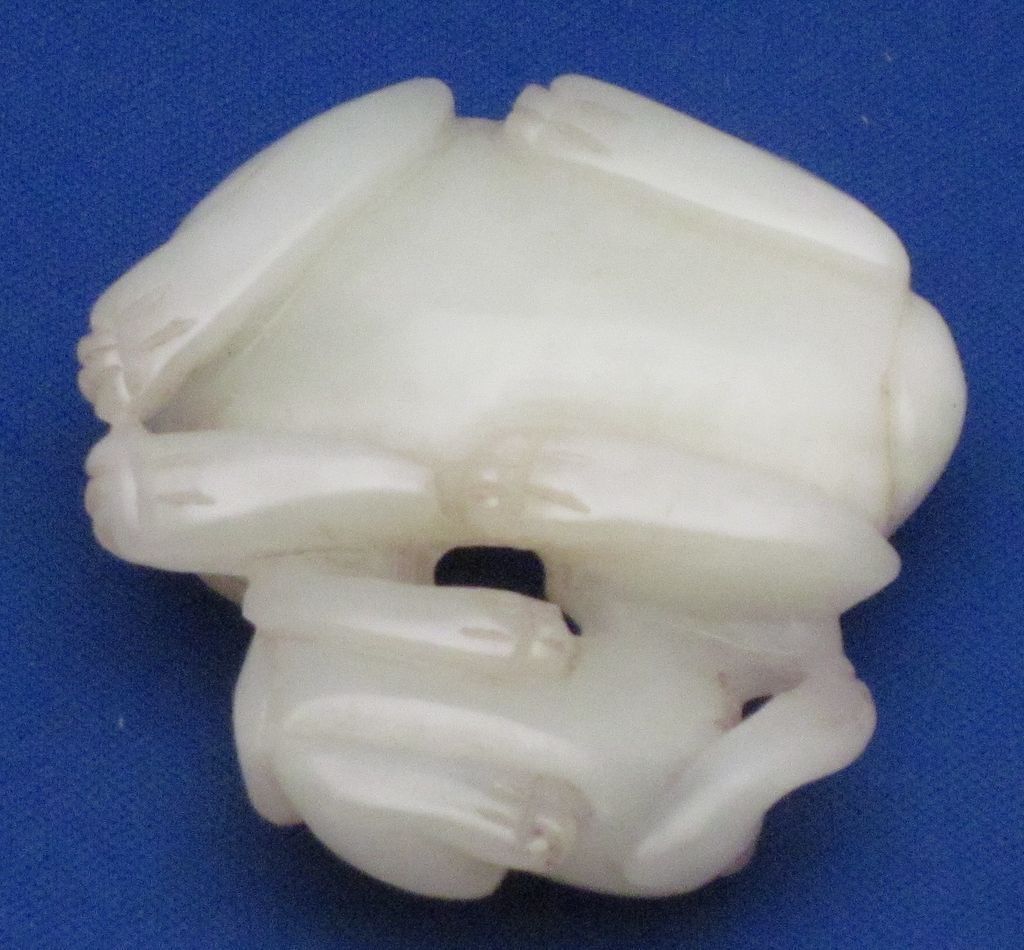 Antique WHITE JADE Chinese Pendant Amulet - Lemur & Cub Antique WHITE JADE Chinese Pendant Amulet - Lemur & Cub