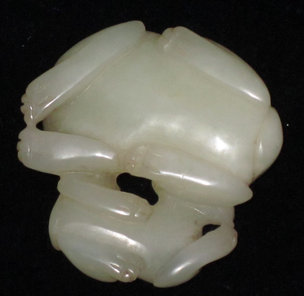Antique WHITE JADE Chinese Pendant Amulet - Lemur & Cub Antique WHITE JADE Chinese Pendant Amulet - Lemur & Cub