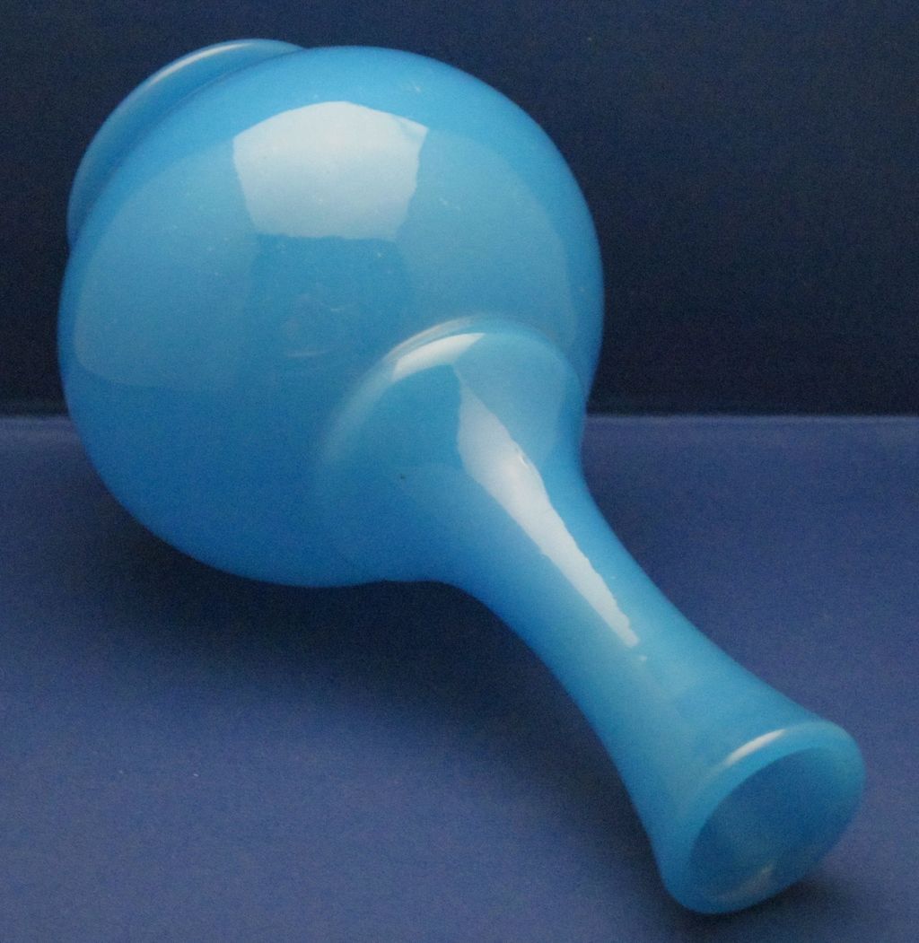 19c French Blue Opaline Glass Hand-Blown Vase 19c French Blue Opaline Glass Hand-Blown Vase