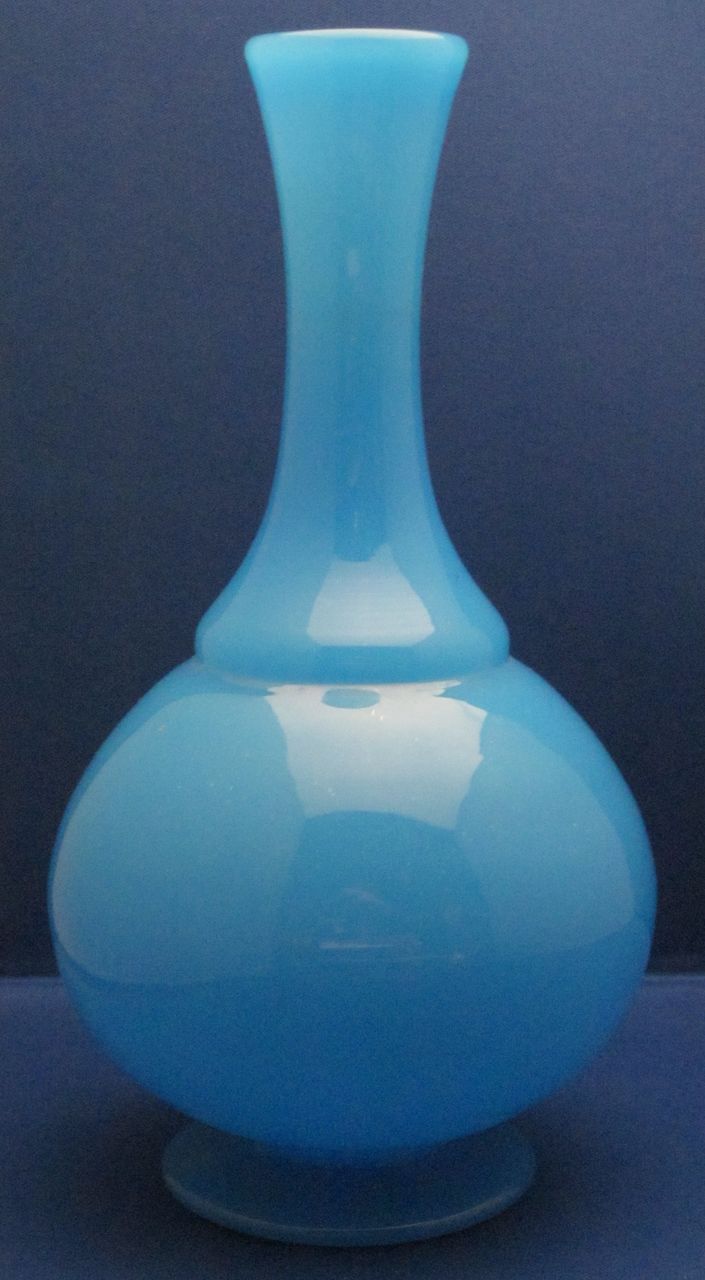 19c French Blue Opaline Glass Hand-Blown Vase 19c French Blue Opaline Glass Hand-Blown Vase
