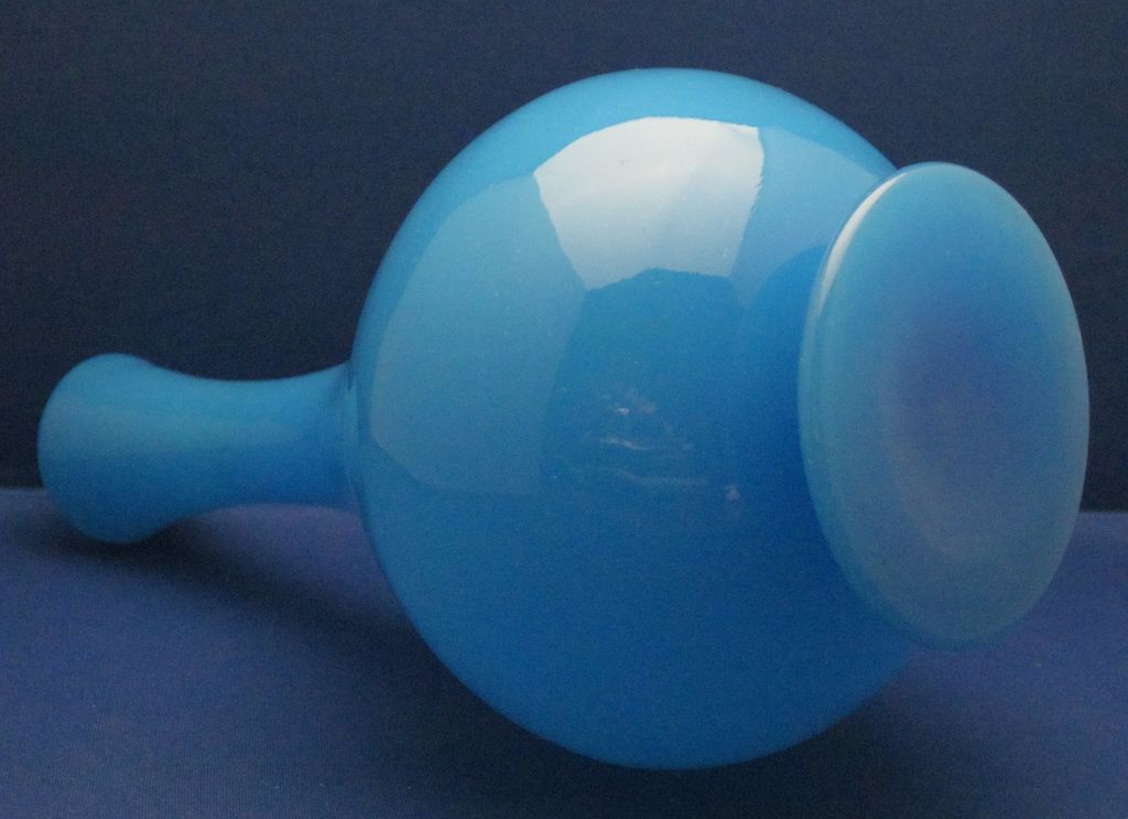 19c French Blue Opaline Glass Hand-Blown Vase 19c French Blue Opaline Glass Hand-Blown Vase