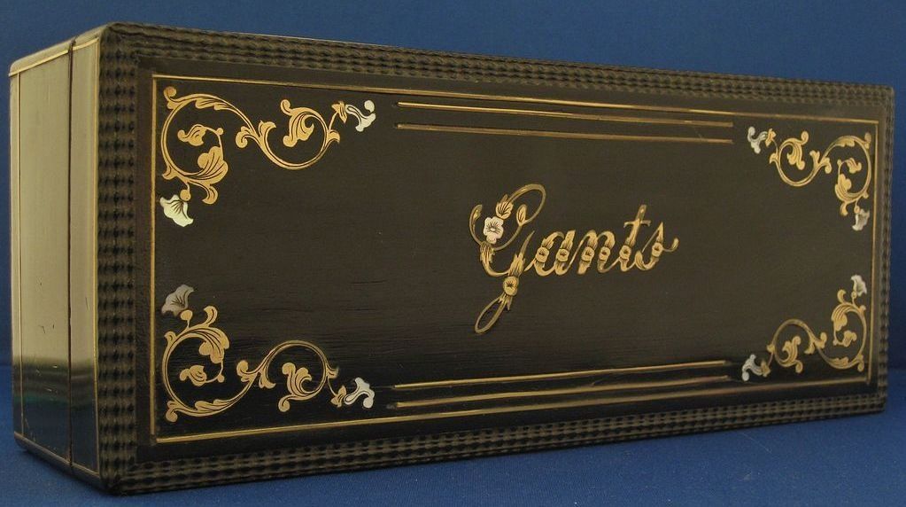 MAGNIFICENT French GLOVE Box Inlaid Wood & Mother of Pearl MAGNIFICENT French GLOVE Box Inlaid Wood & Mother of Pearl
