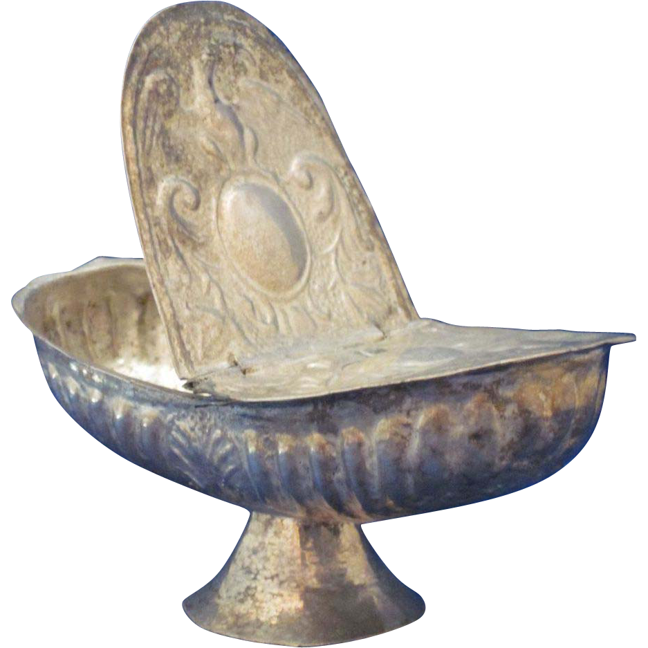19c Figural Hand Chased Salt Cellar - Palms & Eagles 19c Figural Hand Chased Salt Cellar - Palms & Eagles