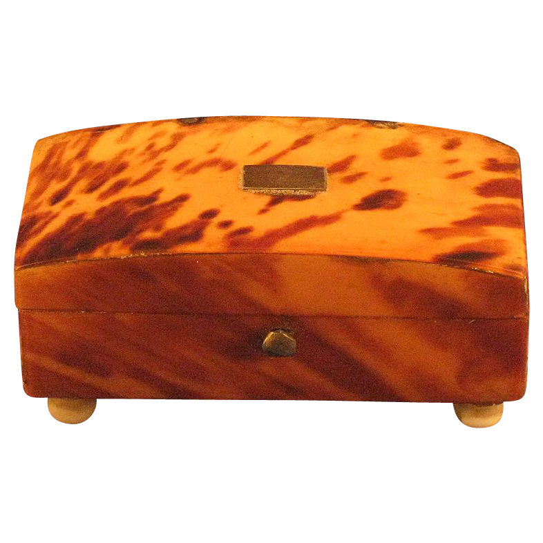 Antique Spotted Tortoiseshell and Ivory Miniature Sewing Needle/Thimble Box Antique Spotted Tortoiseshell and Ivory Miniature Sewing Needle/Thimble Box
