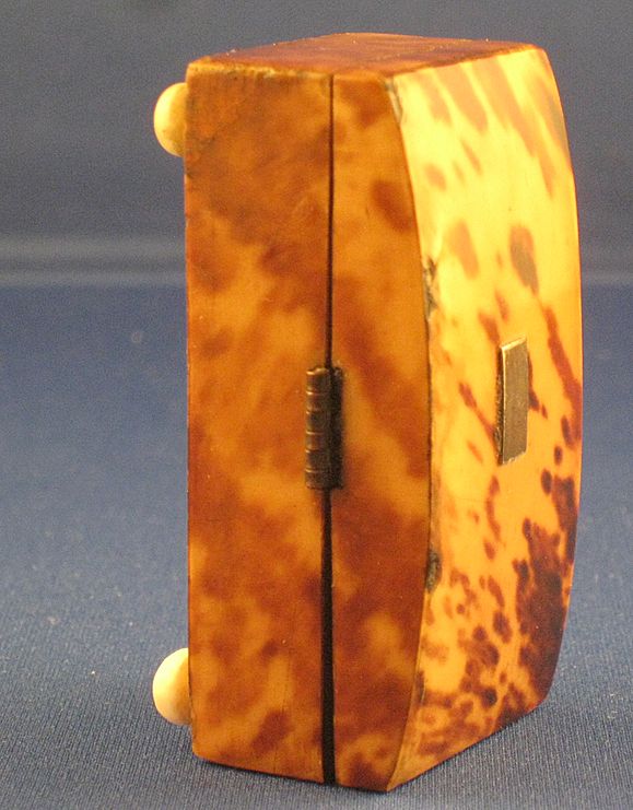 Antique Spotted Tortoiseshell and Ivory Miniature Sewing Needle/Thimble Box Antique Spotted Tortoiseshell and Ivory Miniature Sewing Needle/Thimble Box