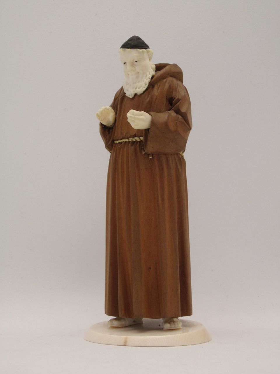 19c Black Forest Carved Ivory & Wood Figure of a Monk 19c Black Forest Carved Ivory & Wood Figure of a Monk