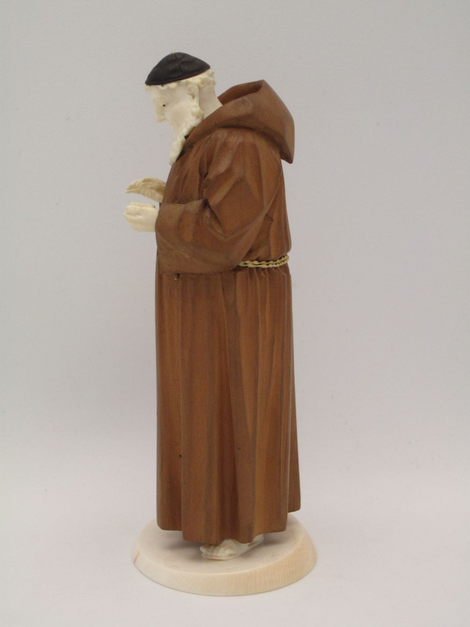 19c Black Forest Carved Ivory & Wood Figure of a Monk 19c Black Forest Carved Ivory & Wood Figure of a Monk