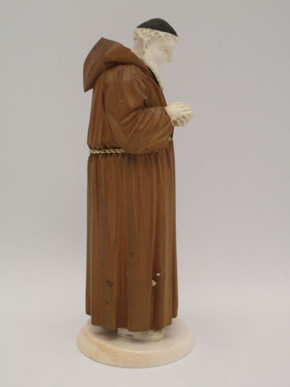 19c Black Forest Carved Ivory & Wood Figure of a Monk 19c Black Forest Carved Ivory & Wood Figure of a Monk