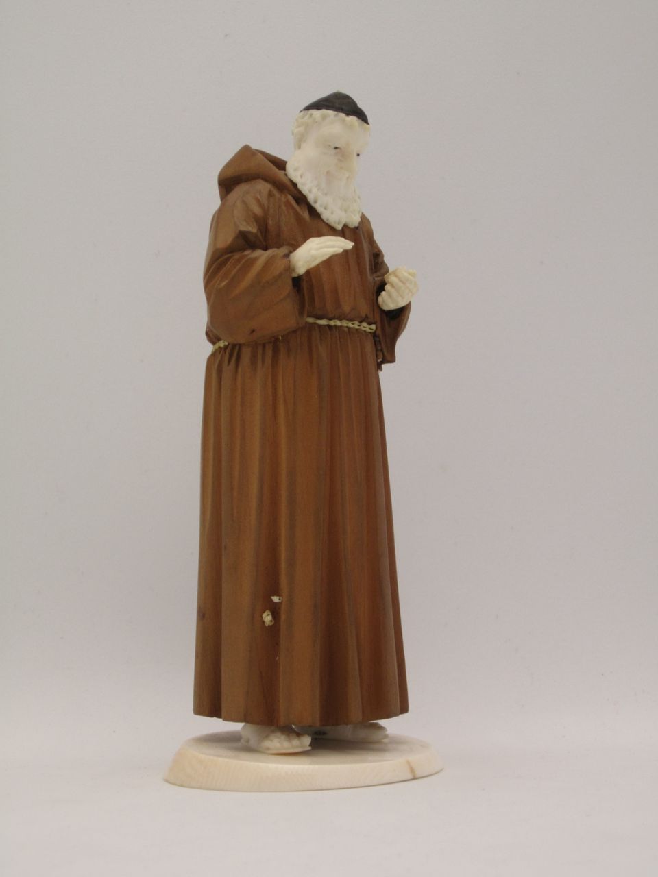 19c Black Forest Carved Ivory & Wood Figure of a Monk 19c Black Forest Carved Ivory & Wood Figure of a Monk