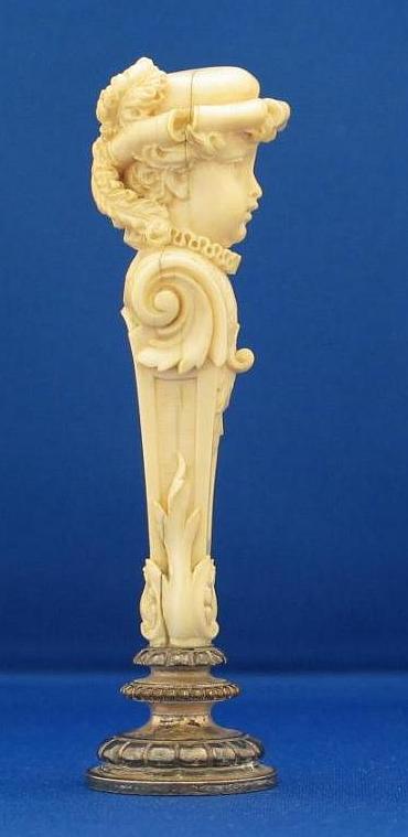 Antique Figural Ivory Desk Wax Seal, Sceau - Dieppe, French 19th c. Quality Carving!! Antique Figural Ivory Desk Wax Seal, Sceau - Dieppe, French 19th c. Quality Carving!!