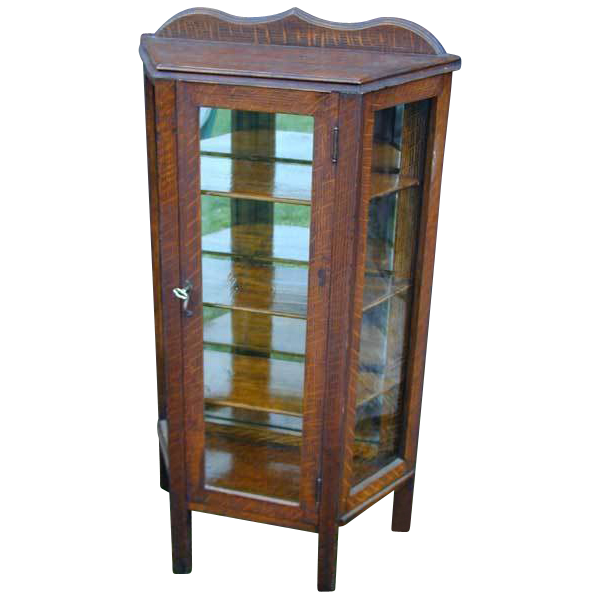 Miniature China Cabinet Oak Grain Painted Early 1900 Vintage Original Miniature China Cabinet Oak Grain Painted Early 1900 Vintage Original