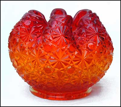 Glass Rose Bowl Daisy Button Amberina Color Wright Glass Rose Bowl Daisy Button Amberina Color Wright