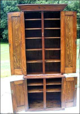 Stepback Cupboard Elm 19th Century Mid 1800s Narrow Width Antique Vintage Stepback Cupboard Elm 19th Century Mid 1800s Narrow Width Antique Vintage