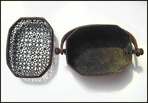 Antique Chinese Hand Warmer Copper Ornate Pierced Top 19th Century W/Mark Antique Chinese Hand Warmer Copper Ornate Pierced Top 19th Century W/Mark