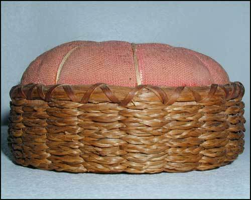 Sweet Grass Basket Pin Cushion Double Lashed Rim Antique Sweet Grass Basket Pin Cushion Double Lashed Rim Antique