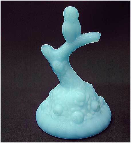 Fenton Art Glass Blue Satin Figural Owl Ring Tree Fenton Art Glass Blue Satin Figural Owl Ring Tree