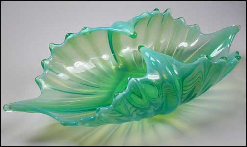 Green Opalescent Heirloom Basket Fostoria Glass Green Opalescent Heirloom Basket Fostoria Glass