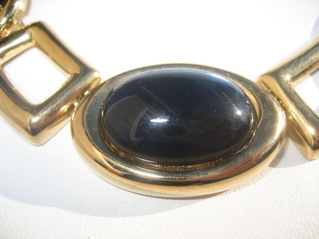 Vintage Gold Toned with Big Blue Cabochon's Napier Necklace with Original Tag Vintage Gold Toned with Big Blue Cabochon's Napier Necklace with Original Tag