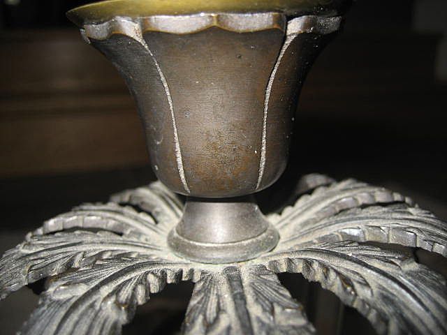 Antique Pair French Solid Bronze Candlestick Holders with Crystal hanging Prisms, Circa 1860 Antique Pair French Solid Bronze Candlestick Holders with Crystal hanging Prisms, Circa 1860