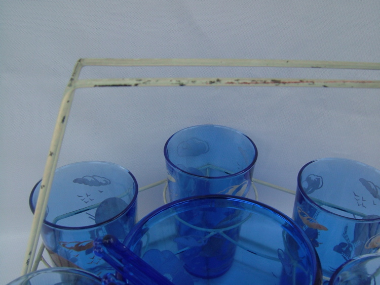 Cobalt Windmill Pattern Glass Set Cobalt Windmill Pattern Glass Set