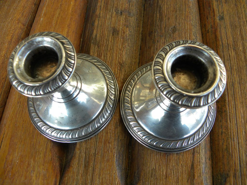 Sterling Candle Holders with Fostoria American Votives Sterling Candle Holders with Fostoria American Votives