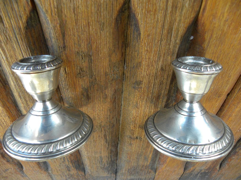 Sterling Candle Holders with Fostoria American Votives Sterling Candle Holders with Fostoria American Votives