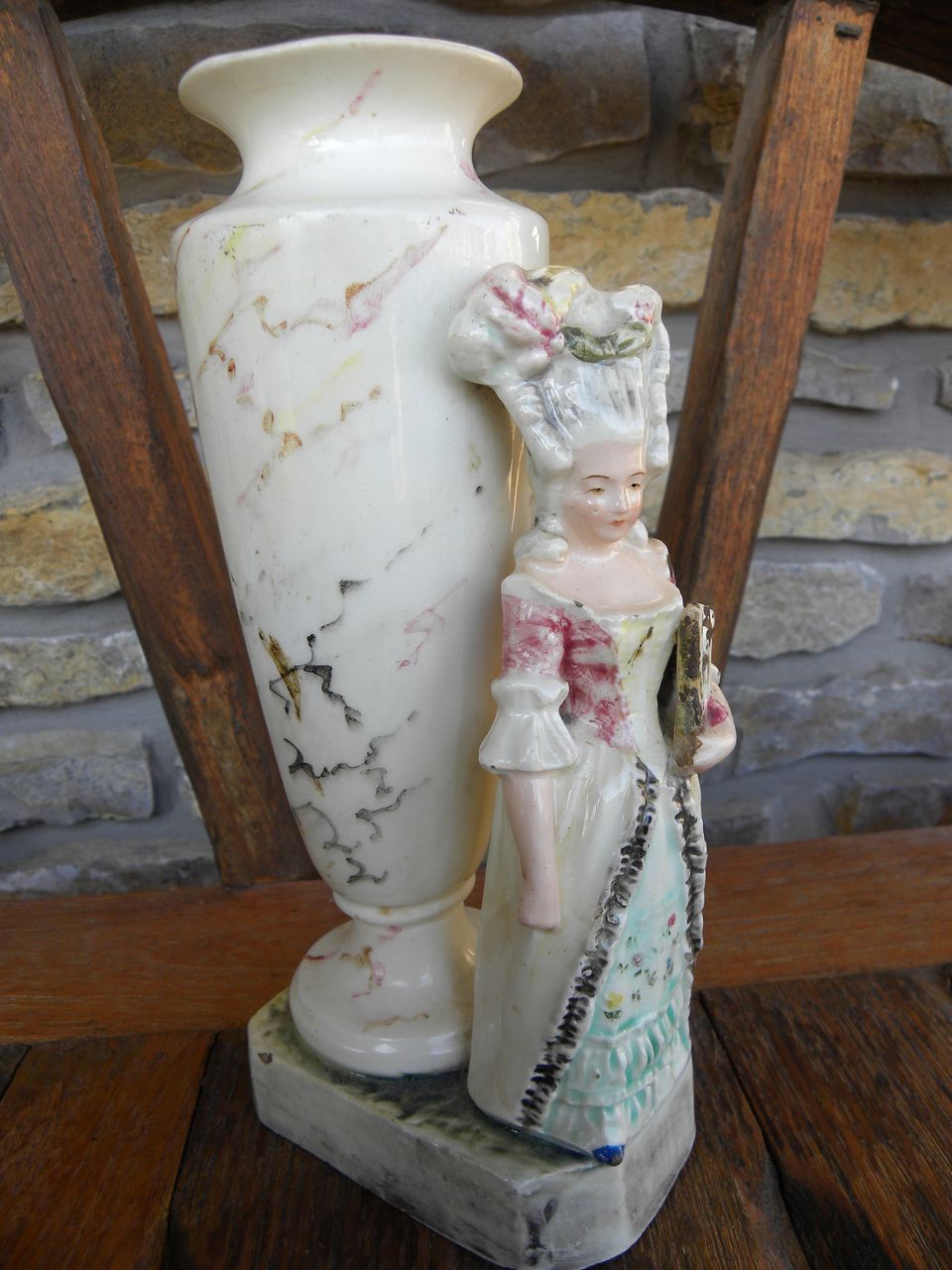 English Lady Figurine Urn Vase English Lady Figurine Urn Vase