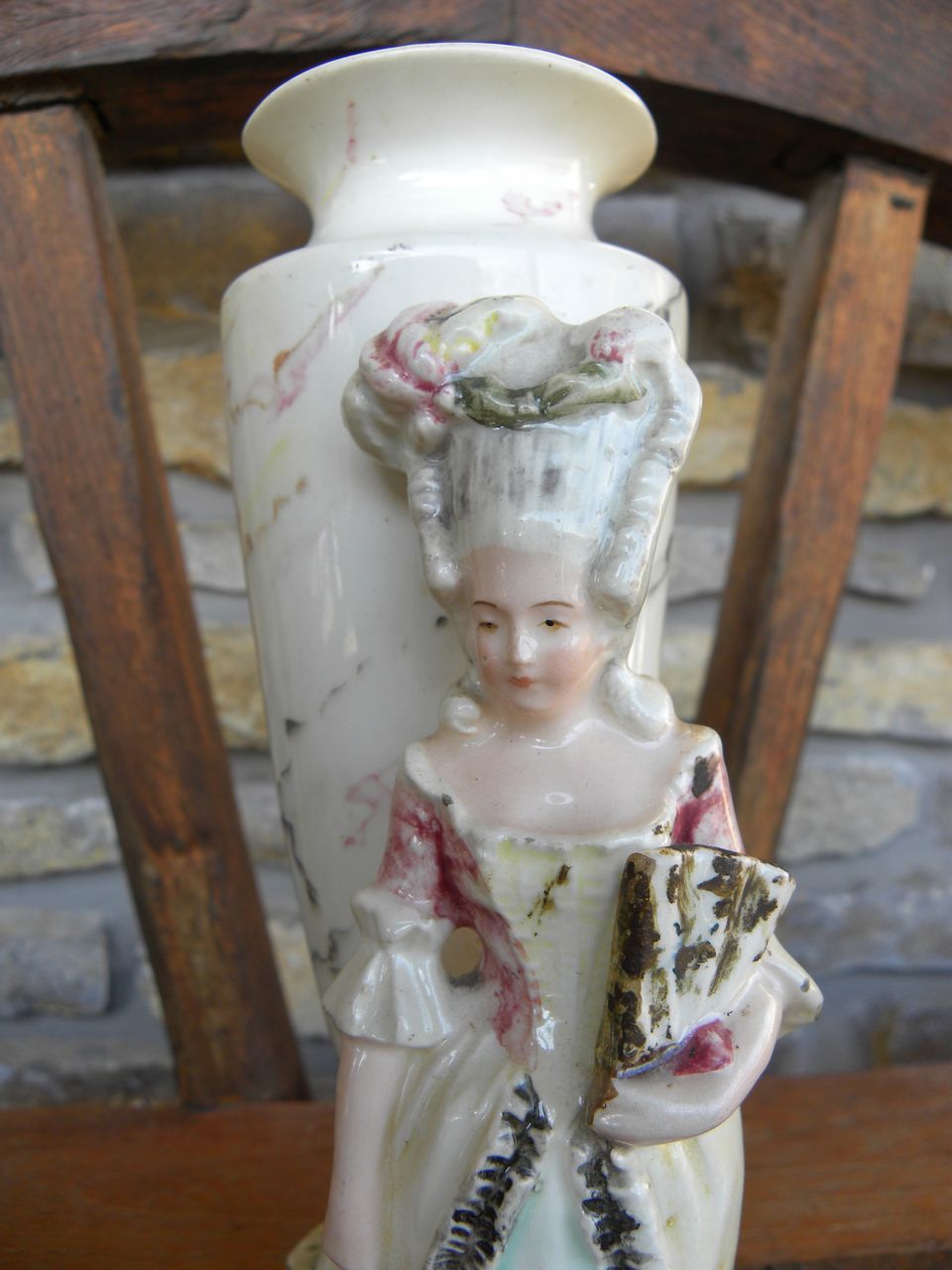English Lady Figurine Urn Vase English Lady Figurine Urn Vase