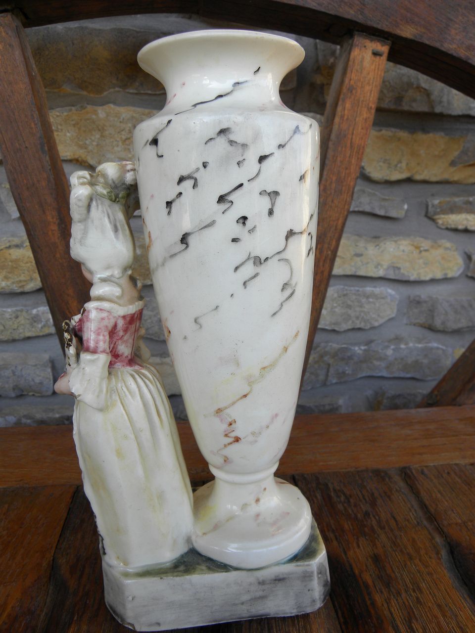 English Lady Figurine Urn Vase English Lady Figurine Urn Vase