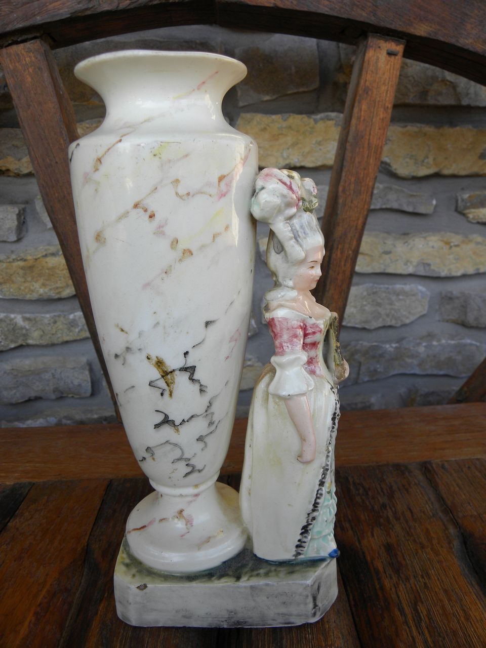 English Lady Figurine Urn Vase English Lady Figurine Urn Vase
