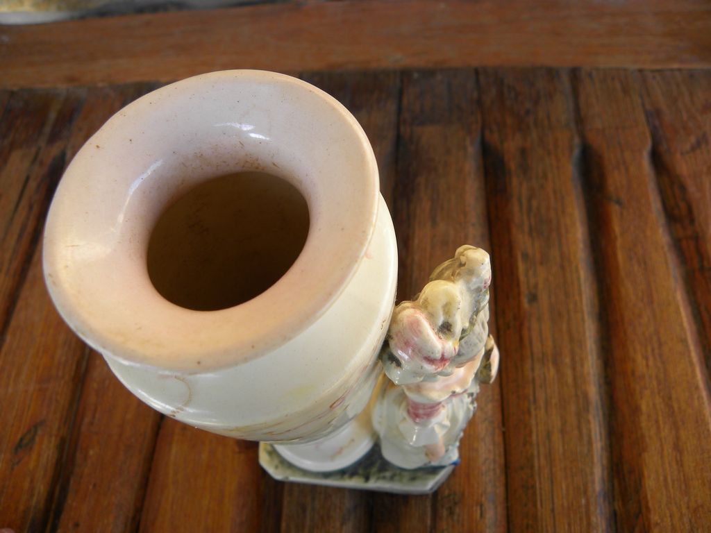 English Lady Figurine Urn Vase English Lady Figurine Urn Vase