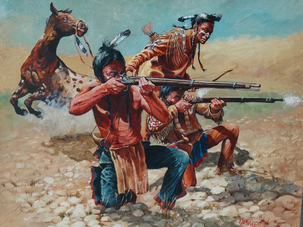 Oil+Paintings+of+Native+Americans Taking Aim" Original Large Oil Painting Don Pretchel Native American ...