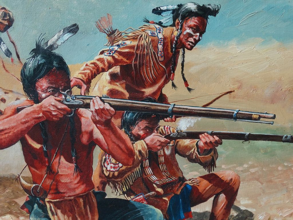 Oil+Paintings+of+Native+Americans Taking Aim" Original Large Oil Painting Don Pretchel Native American ...