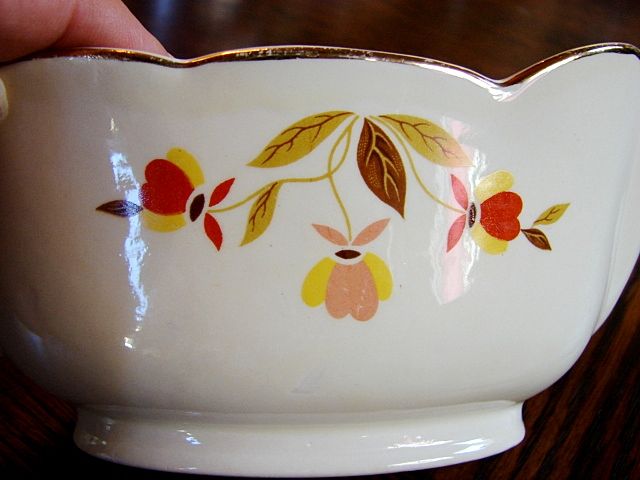 Hall China Jewel Tea Autumn Leaf Gravy Boat Plate NM Free Shipping Hall China Jewel Tea Autumn Leaf Gravy Boat Plate NM Free Shipping
