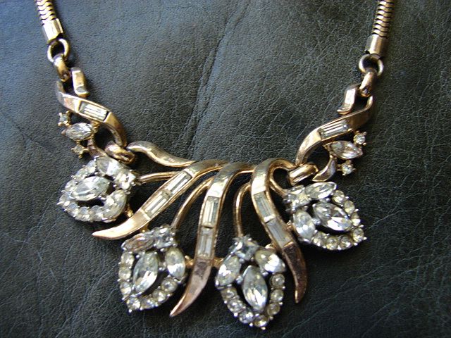 Costume Jewelry Necklace Attrib. Corocraft Designer Necklace Baguette Pear Round Rhinestones Costume Jewelry Necklace Attrib. Corocraft Designer Necklace Baguette Pear Round Rhinestones