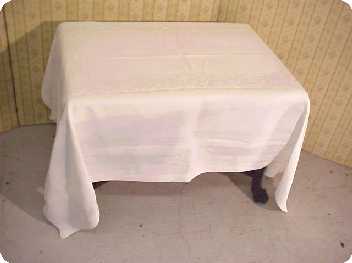 Damask fine Linen Tablecloth Drawn Cutwork Heirloom Damask fine Linen Tablecloth Drawn Cutwork Heirloom