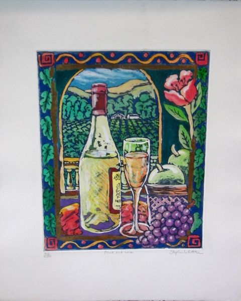 Stephen Whittle Fine Art Limited Edition Serigraph Textured Print "Fruit and Wine" Vintage Superb Store or Decorator Scarce Print Stephen Whittle Fine Art Limited Edition Serigraph Textured Print "Fruit and Wine" Vintage Superb Store or Decorator Scarce Print