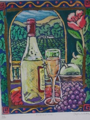 Stephen Whittle Fine Art Limited Edition Serigraph Textured Print "Fruit and Wine" Vintage Superb Store or Decorator Scarce Print Stephen Whittle Fine Art Limited Edition Serigraph Textured Print "Fruit and Wine" Vintage Superb Store or Decorator Scarce Print