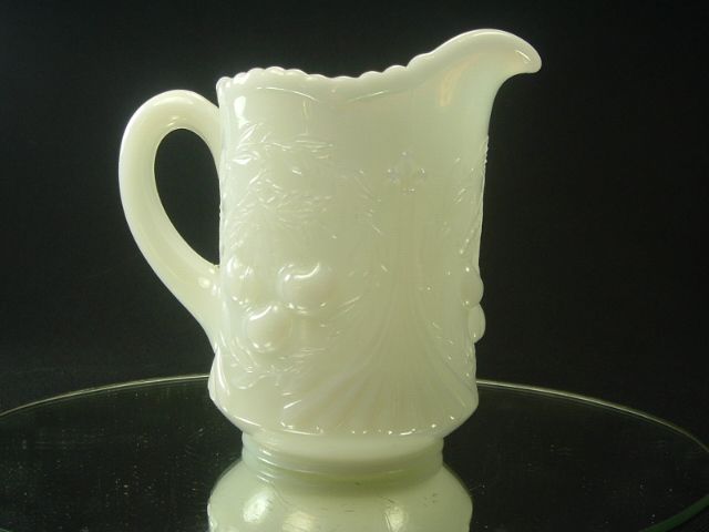 Dugan Wreathed Cherries White Opalescent Creamer Dugan Wreathed Cherries White Opalescent Creamer