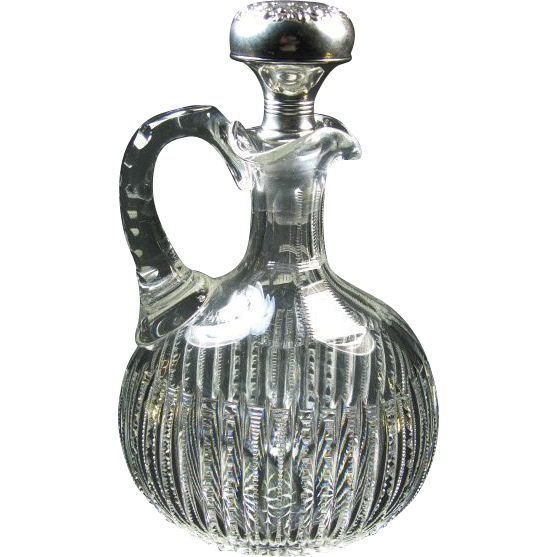 American Brilliant Glass Decanter, Gorham Sterling Stopper from