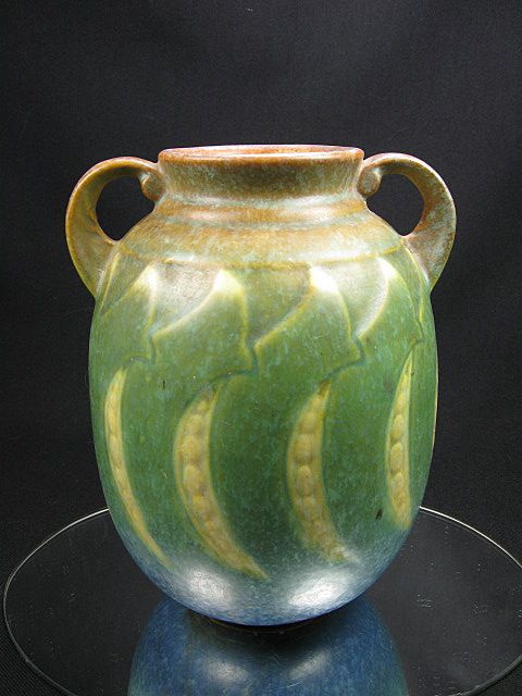 Roseville Pottery Falline ~Peas~ Double Handle Vase Roseville Pottery Falline ~Peas~ Double Handle Vase