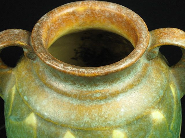 Roseville Pottery Falline ~Peas~ Double Handle Vase Roseville Pottery Falline ~Peas~ Double Handle Vase