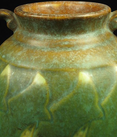 Roseville Pottery Falline ~Peas~ Double Handle Vase Roseville Pottery Falline ~Peas~ Double Handle Vase
