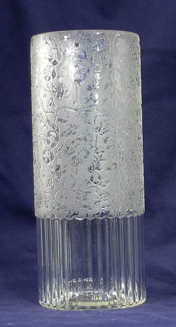 Paden City Spring Orchard Glass Vase Etched Birds Paden City Spring Orchard Glass Vase Etched Birds