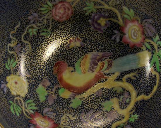 Copeland Spode Gold-Net Lustre Luster Cobalt Parrot Bowl Bone China ca. 1916 Copeland Spode Gold-Net Lustre Luster Cobalt Parrot Bowl Bone China ca. 1916